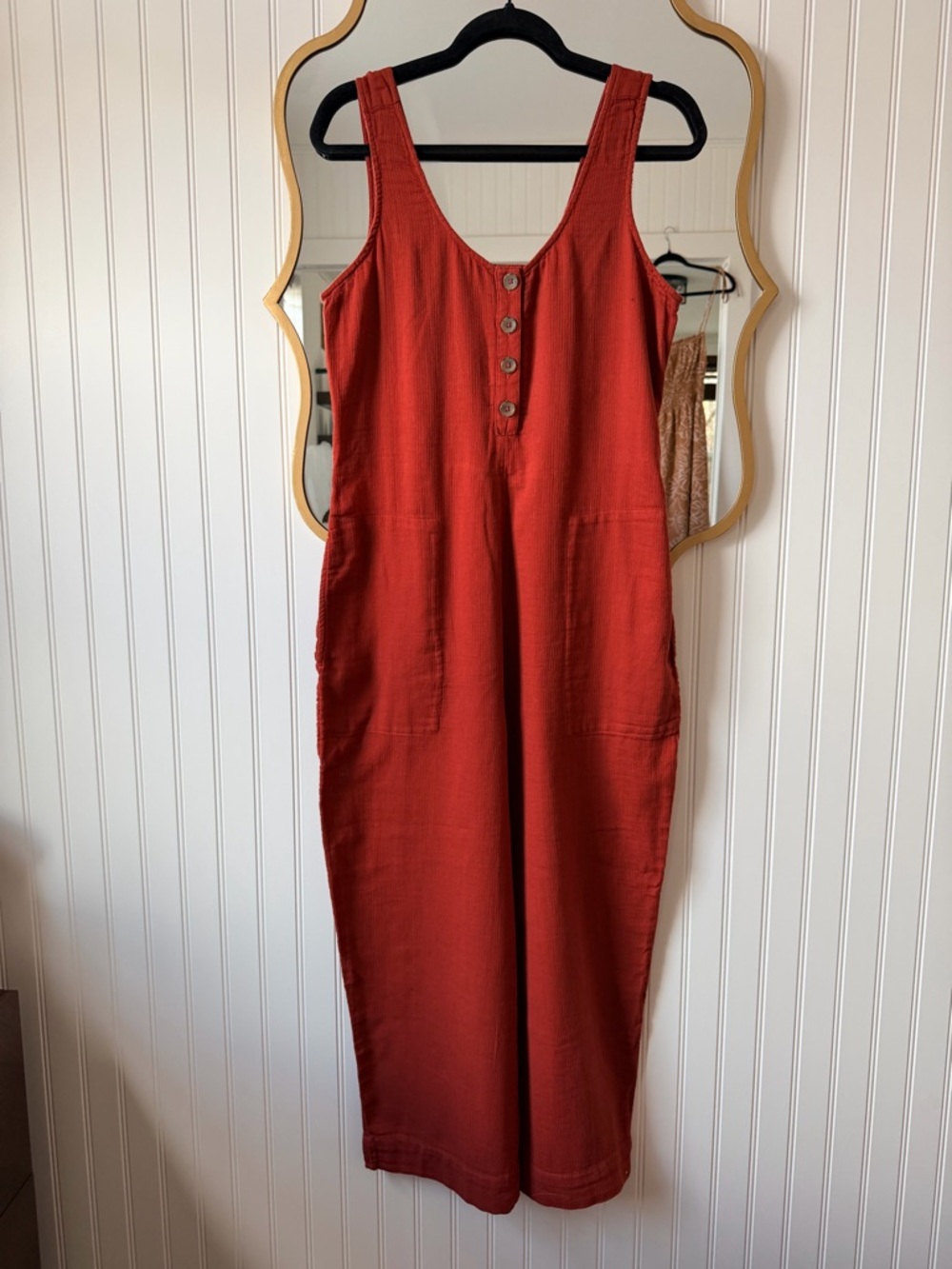 Prana Earthen Red Sleeveless Linen Jumpsuit